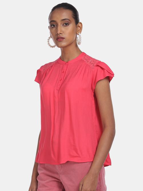 mandarin neck solid top - 17935263 - Very Small Image - 1