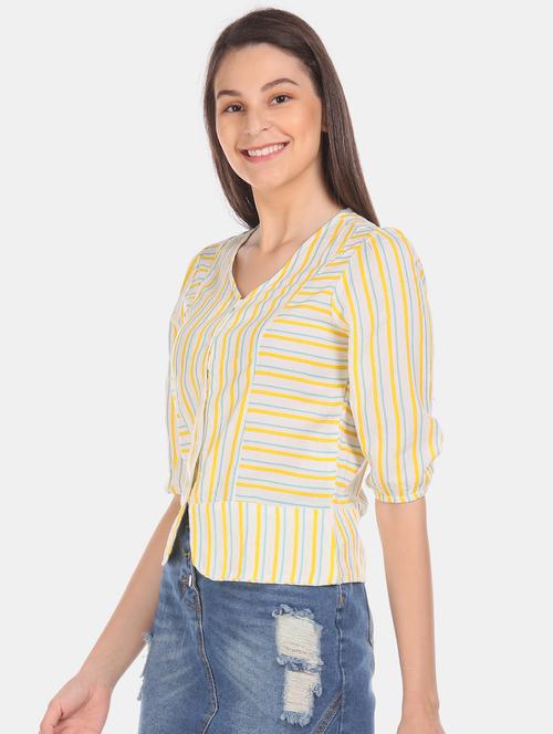 v-neck striped top - 17935284 - Very Small Image - 1