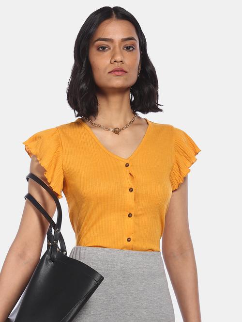 v-neck solid top - 17935300 - Very Small Image - 1
