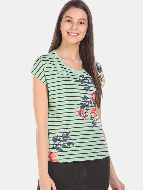 round neck striped tee - 17935313 - Very Small Image - 1
