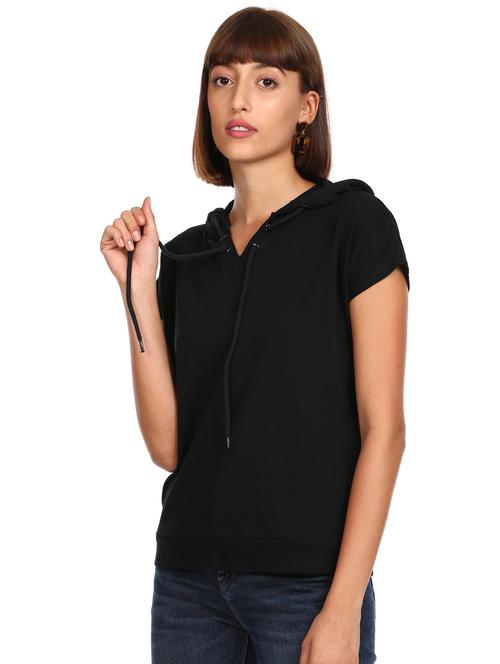 hooded neck solid tee - 17935320 - Very Small Image - 1