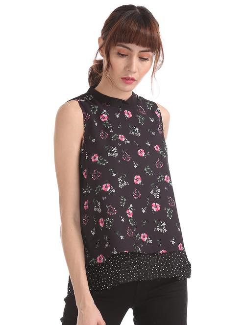 mock neck floral top - 17935536 - Very Small Image - 1