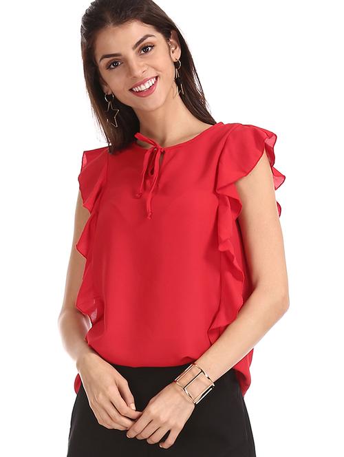 tie up neck ruffle top - 17935652 - Very Small Image - 1