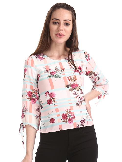 round neck floral top - 17935705 - Very Small Image - 1