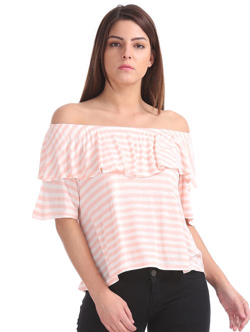 off shoulder striped top - 17935831 - Very Small Image - 1