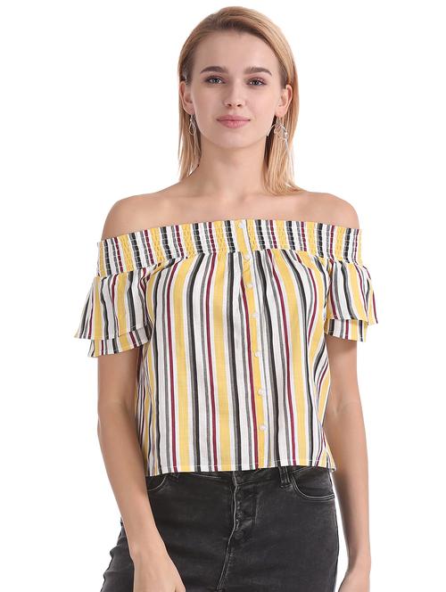 off shoulder striped top - 17935848 - Very Small Image - 1