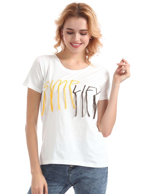 round neck typography tee - 17935851 - Very Small Image - 1