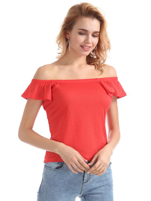 off shoulder solid top - 17935858 - Very Small Image - 1