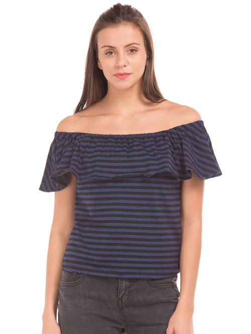 off shoulder striped top - 17936005 - Very Small Image - 1