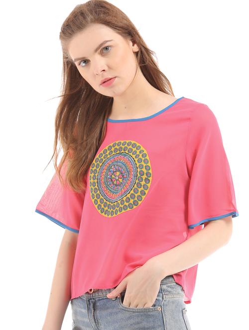 round neck printed top - 17936061 - Very Small Image - 1