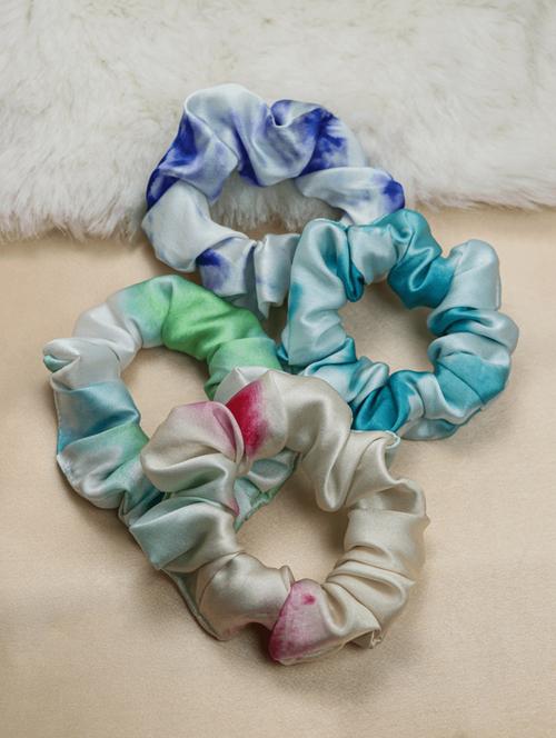 set of 2 multi colored tie & dye stretchable scrunchies - 17937677 - Very Small Image - 1