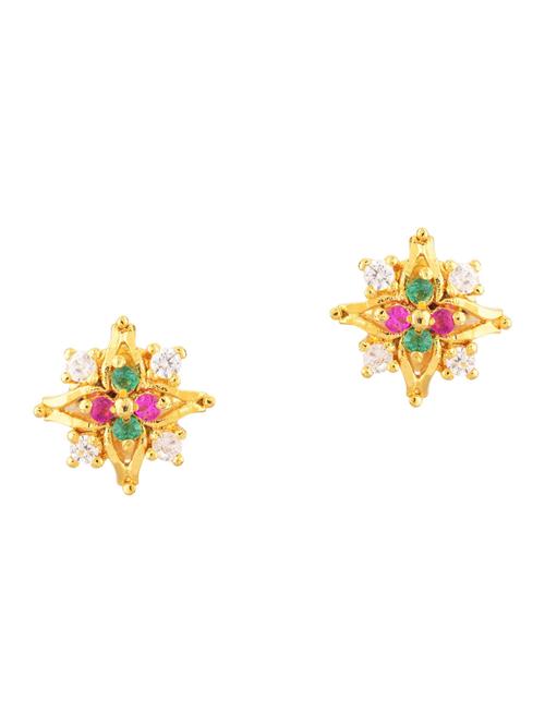 multi colored floral crystal studs earrings - 17937810 - Very Small Image - 1