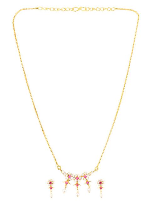 multi colored floral pendant chain necklace earrings set - 17937914 - Very Small Image - 1