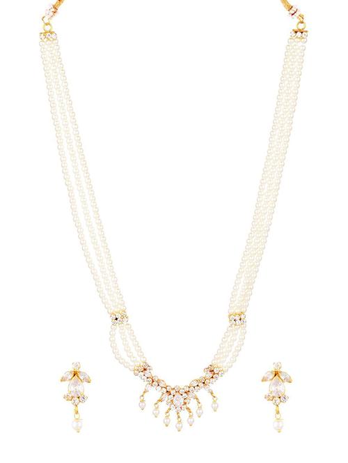 white cubic zirconia beads choker necklace earrings set - 17937923 - Very Small Image - 1
