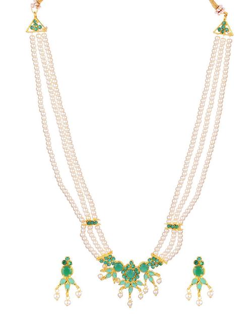 green cubic zirconia beads necklace earrings set - 17937933 - Very Small Image - 1