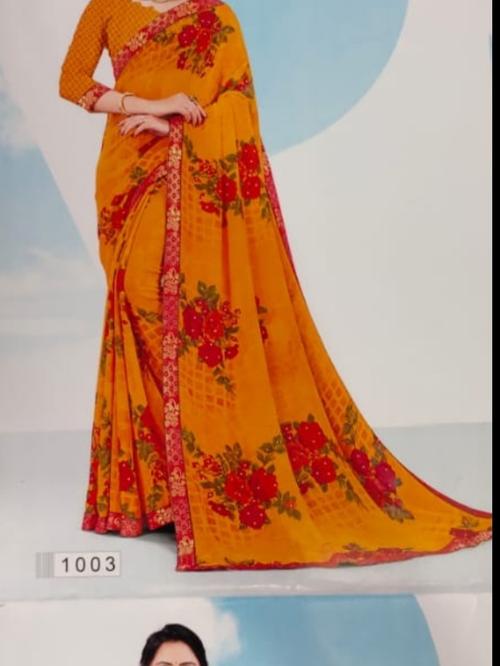 orange silk saree - 17939594 - Very Small Image - 1