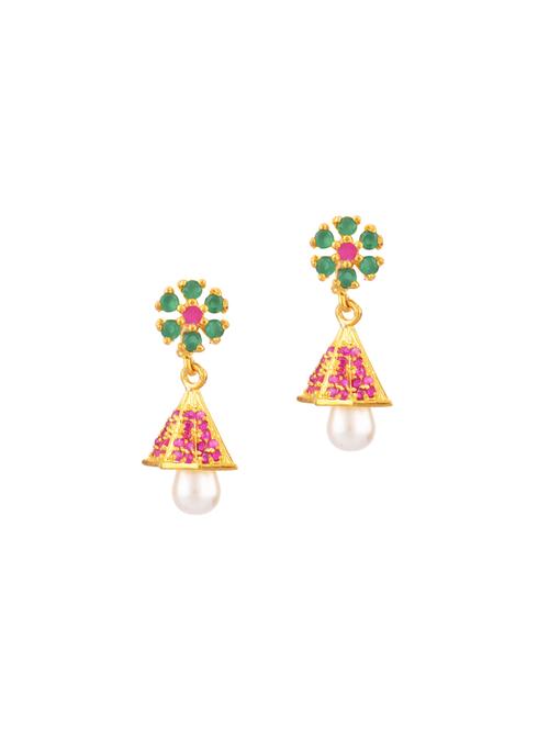 multi colored cubic zirconia jhumka dangle earrings - 17947634 - Very Small Image - 1