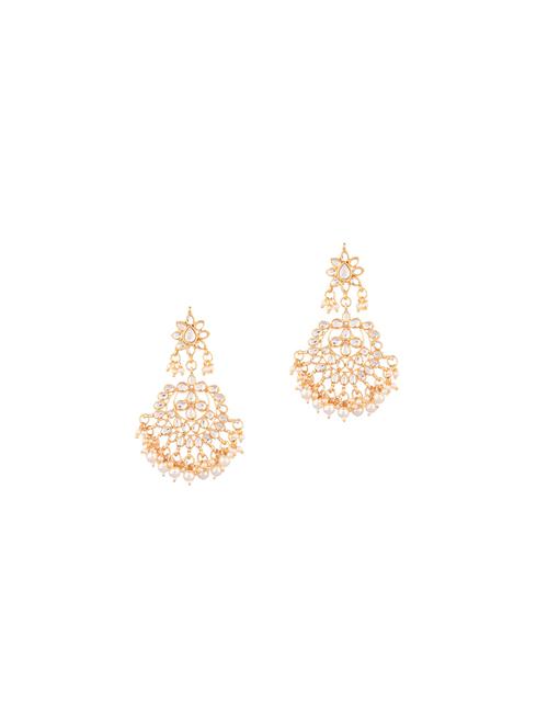 white kundan crystal chandballi earrings - 17947655 - Very Small Image - 1