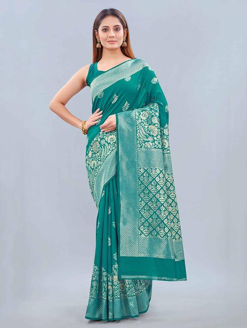 women's banarasi saree with blouse - 17947775 - Very Small Image - 1
