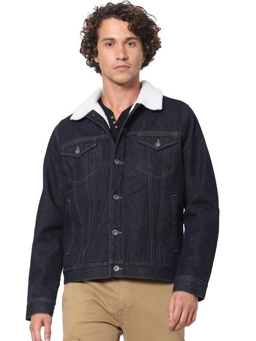 dark blue solid casual jacket - 17947922 - Very Small Image - 1
