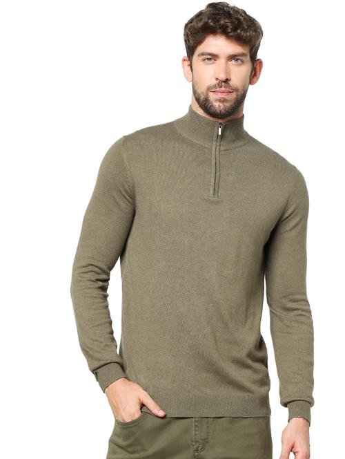 olive green solid pullover - 17947963 - Very Small Image - 1