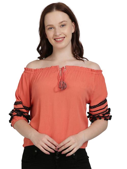 off shoulder tassel detailed regular top - 17948233 - Very Small Image - 1