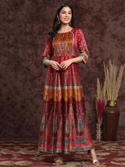 foil print anarkali ethnic dress - 17948334 - Very Small Image - 1