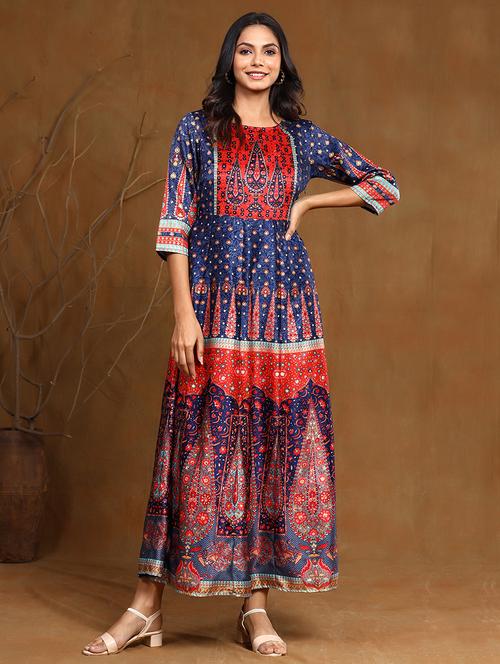 foil print anarkali ethnic dress - 17948335 - Very Small Image - 1