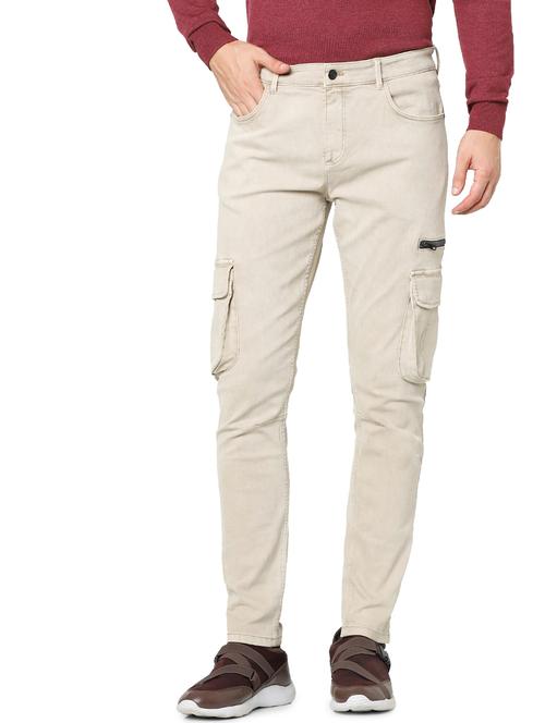 beige solid cargos - 17948525 - Very Small Image - 1