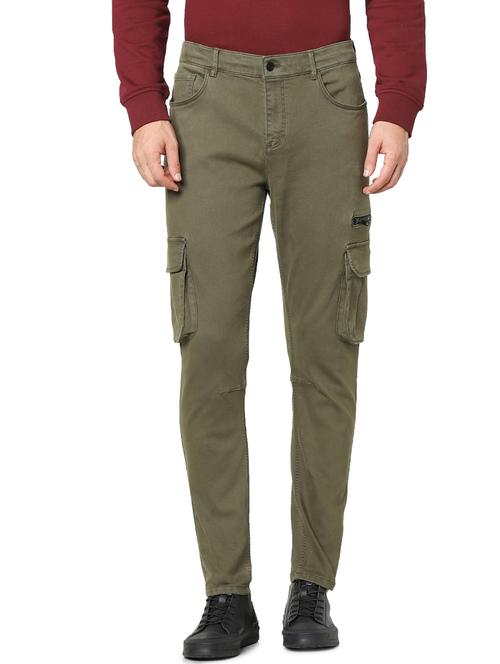 olive green solid cargos - 17948526 - Very Small Image - 1