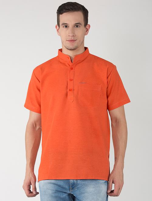 orange solid short kurta - 17948772 - Very Small Image - 1