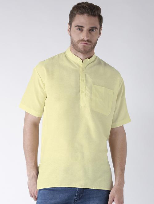 yellow solid short kurta - 17948774 - Very Small Image - 1
