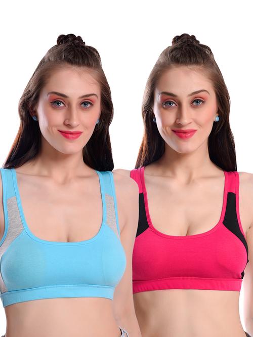 set of 2 color block sports bra - 17949092 - Very Small Image - 1