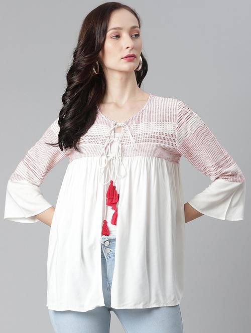 tie up neck printed shrug - 17949444 - Very Small Image - 1