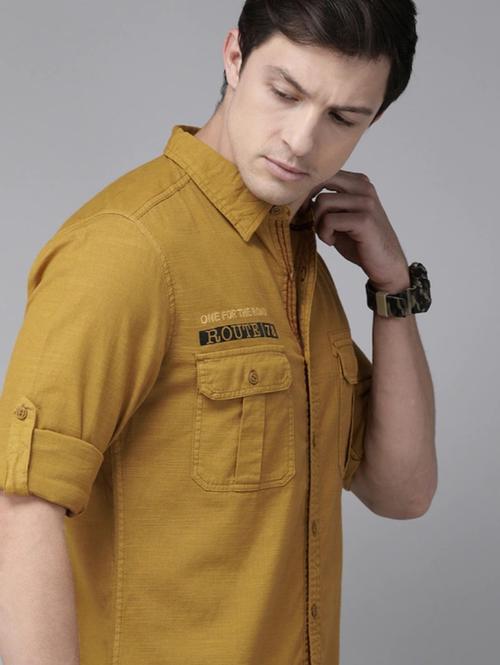 yellow cotton casual shirt - 17949465 - Very Small Image - 1