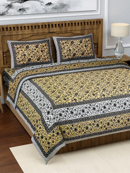 texstylers pure cotton 108x108 inches 220 tc jaipuri print super king size bedsheet with 2 pillow cover - 17949482 - Very Small Image - 1