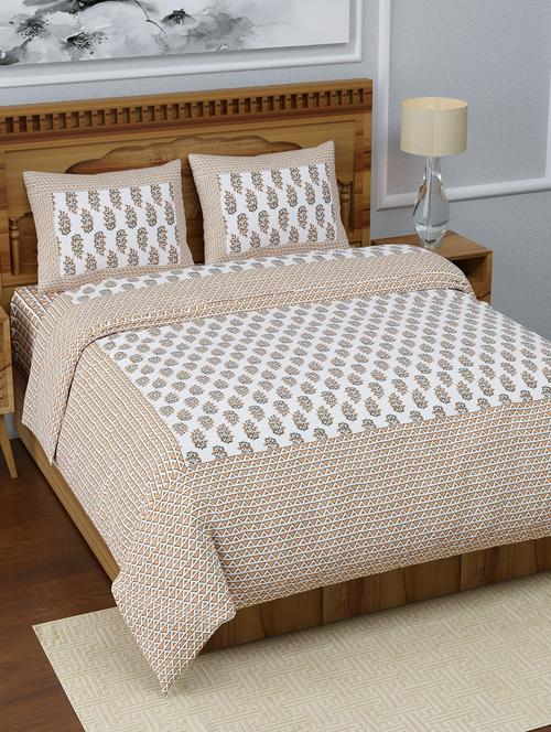 texstylers pure cotton 108x108 inches 220 tc jaipuri print super king size bedsheet with 2 pillow cover - 17949491 - Very Small Image - 1