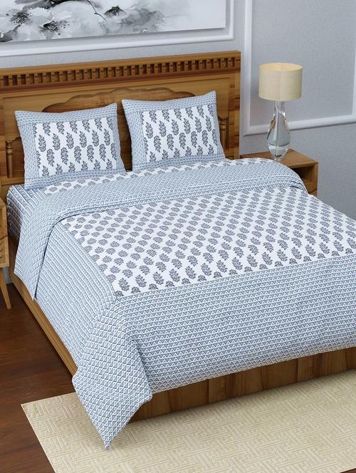texstylers pure cotton 108x108 inches 220 tc jaipuri print super king size bedsheet with 2 pillow cover - 17949493 - Very Small Image - 1