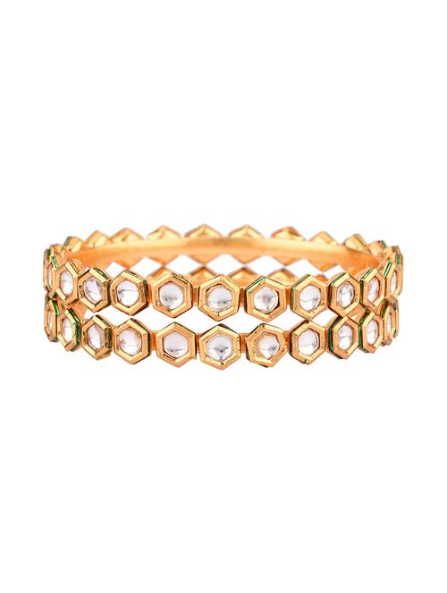 white kundan bangle bracelet (set of 2) - 17949940 - Very Small Image - 1