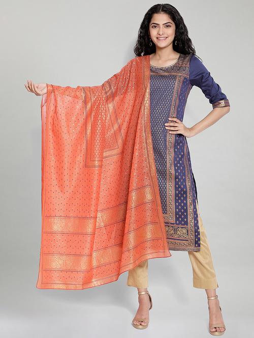 orange polyester dupatta - 17949989 - Very Small Image - 1