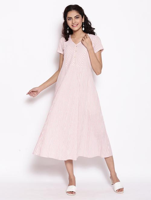 pink striped a-line dress - 17950027 - Very Small Image - 1