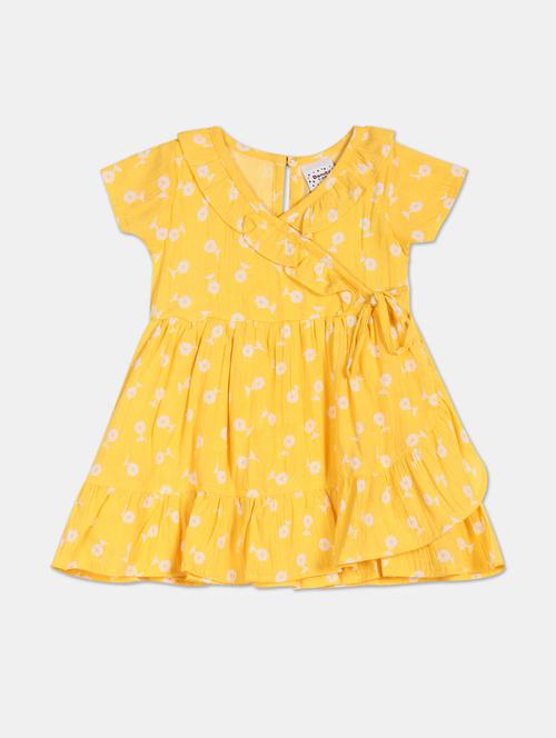 yellow floral a-line frock - 17950874 - Very Small Image - 1