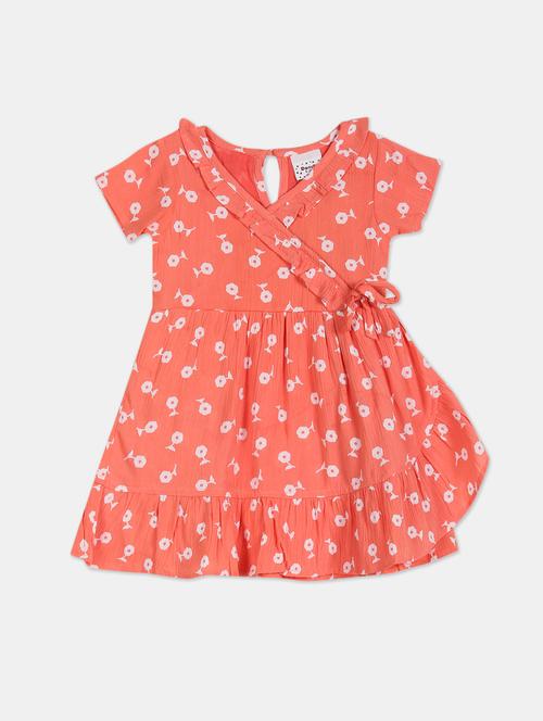 orange floral a-line frock - 17950875 - Very Small Image - 1