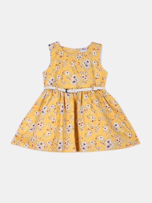 yellow floral a-line frock - 17950881 - Very Small Image - 1