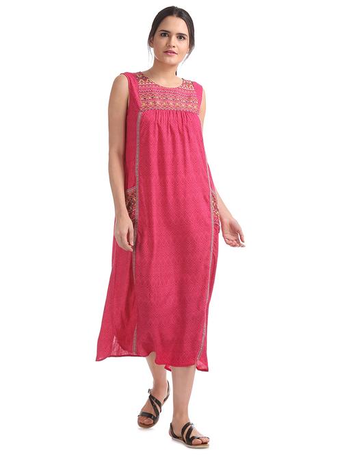 round neck printed maxi dress - 17951567 - Very Small Image - 1