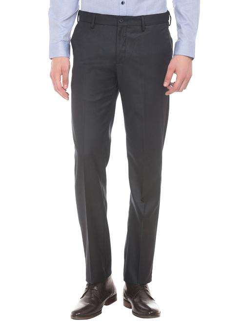 grey textured flat front formal trouser - 17951814 - Very Small Image - 1