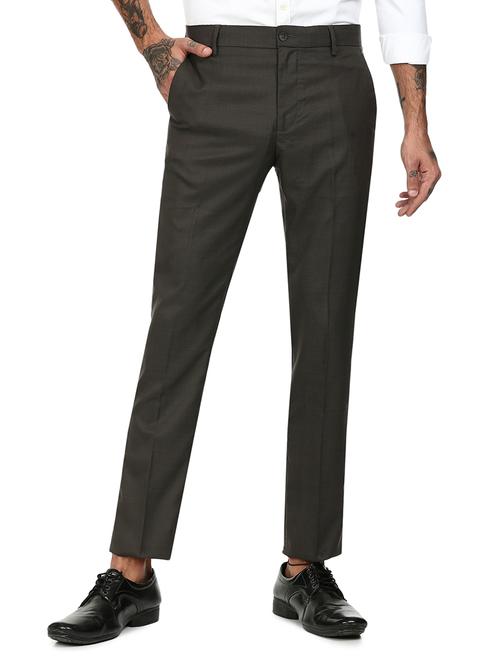 grey checkered flat front formal trouser - 17951817 - Very Small Image - 1