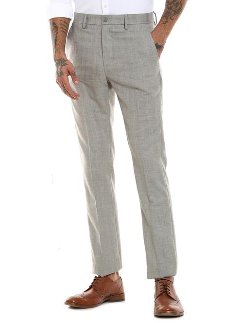 grey checkered flat front formal trouser - 17951823 - Very Small Image - 1