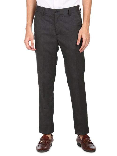 black textured flat front formal trouser - 17951828 - Very Small Image - 1