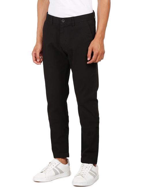 black solid flat front casual trouser - 17951978 - Very Small Image - 1